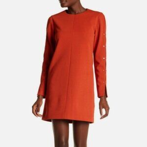 Tibi Red Orange Paprika Long Sleeve Mini Dress, Size 2